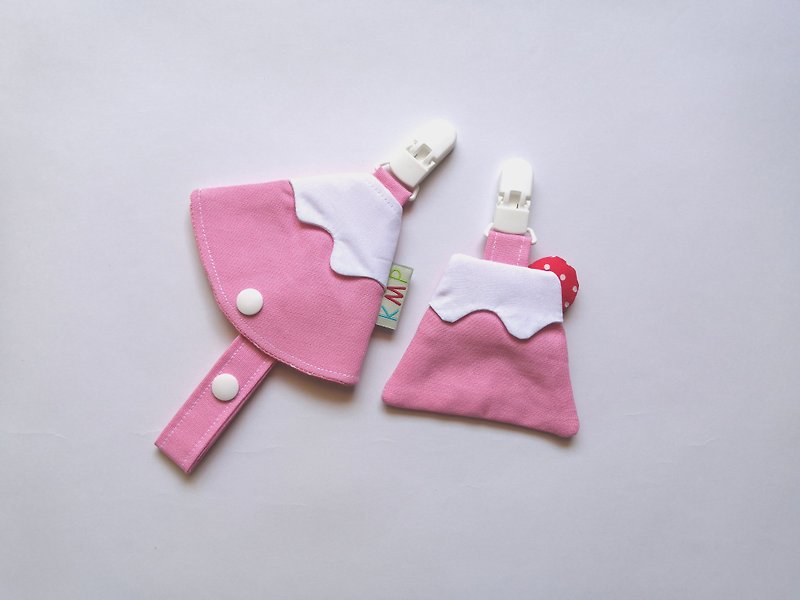 Safe bag pacifier clip pacifier storage bag combination Mount Fuji pink (button type)