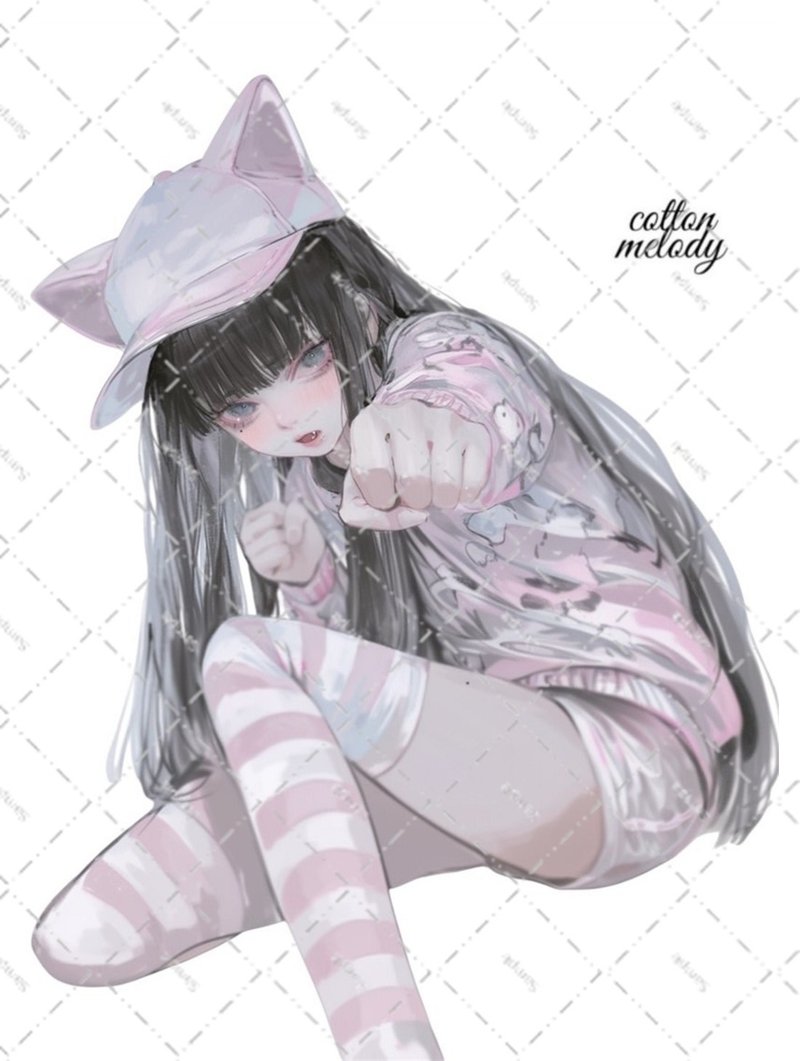 original sticker no.6985 人物ステッカー オリジナルステッカー 人物ステッカー 女の子ステッカー オリジナル人物ステッカー - 貼紙 - 紙 