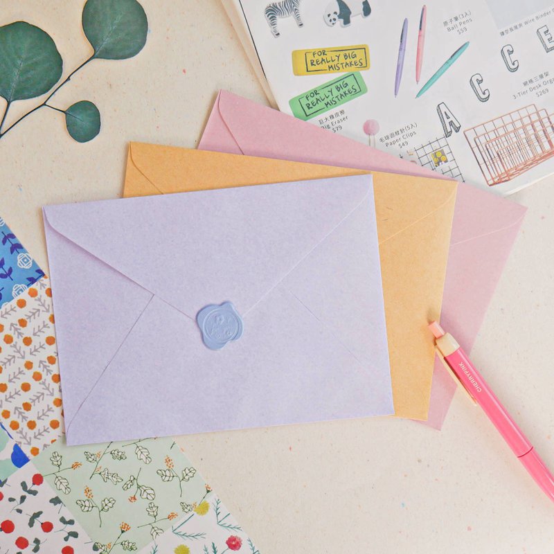 Playing with Colors - Monochrome envelope + sealing Wax sticker set (3 pieces) (18K). JL-79 - Envelopes & Letter Paper - Paper 