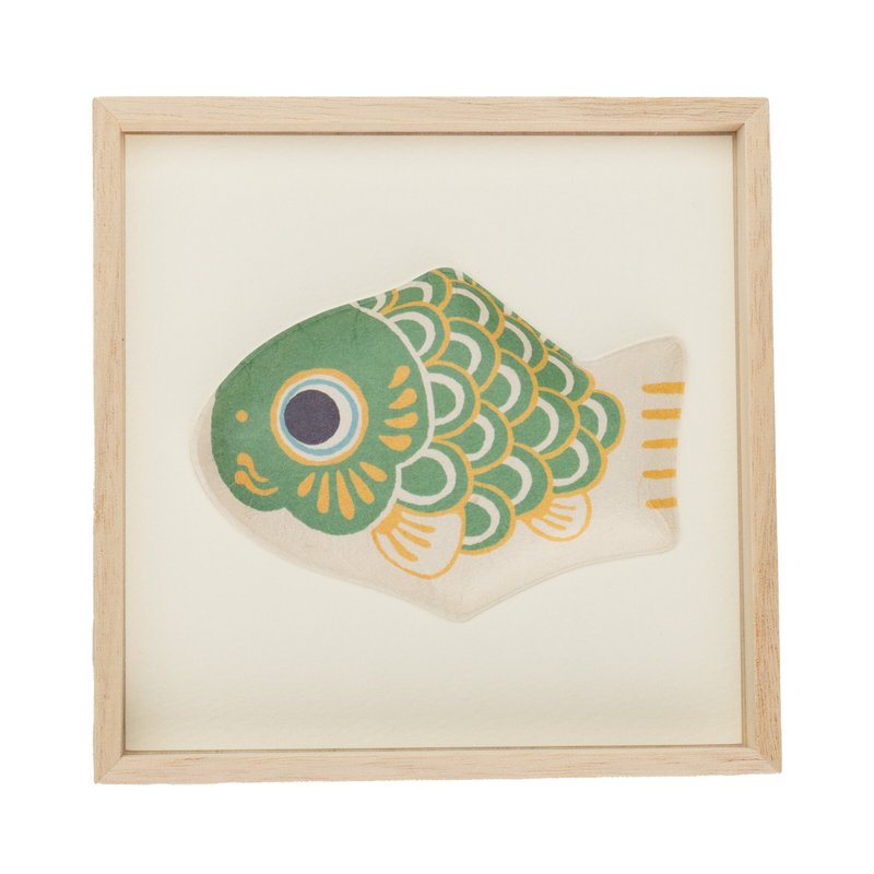 【居家佈置】吉祥鯉魚緣起招福和紙掛飾 綠 /小國和紙 - 擺飾/家飾品 - 紙 綠色