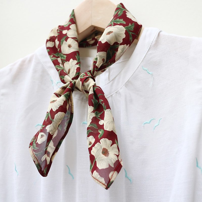 JOJA │ Japan old cloth system handmade long scarf / scarf / hair band / hand belt - Scarves - Cotton & Hemp Red