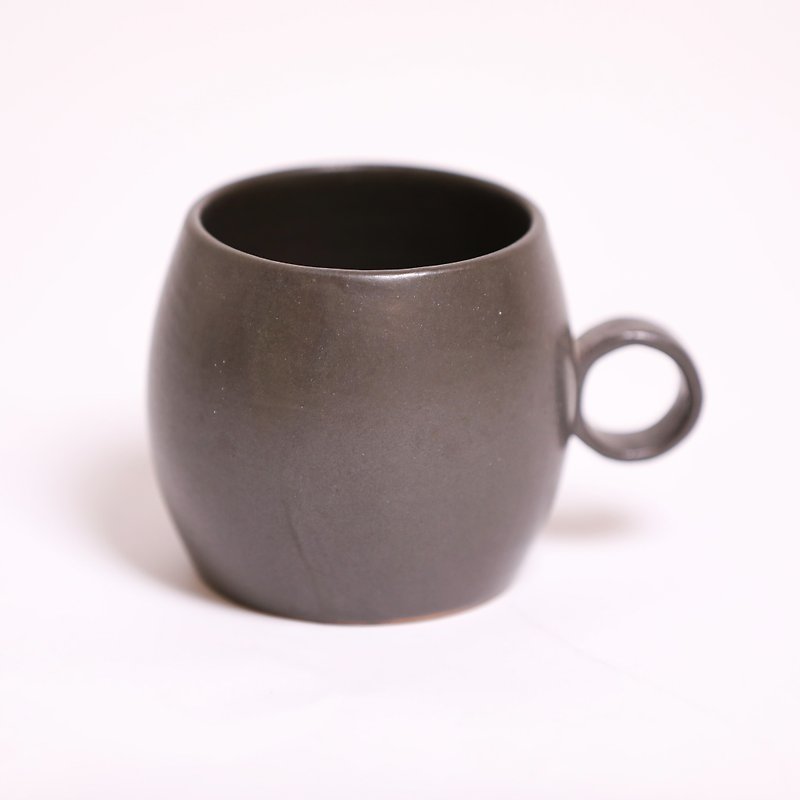 black round mug-fair trade - Mugs - Pottery Black