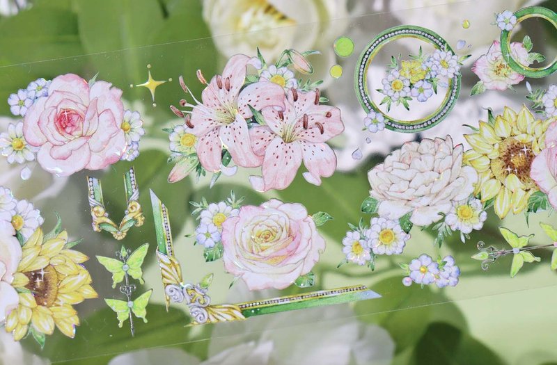 莫奈花園 PET 紙膠帶 貝殼光 5米卷 - 紙膠帶/和紙/PET - 其他材質 多色