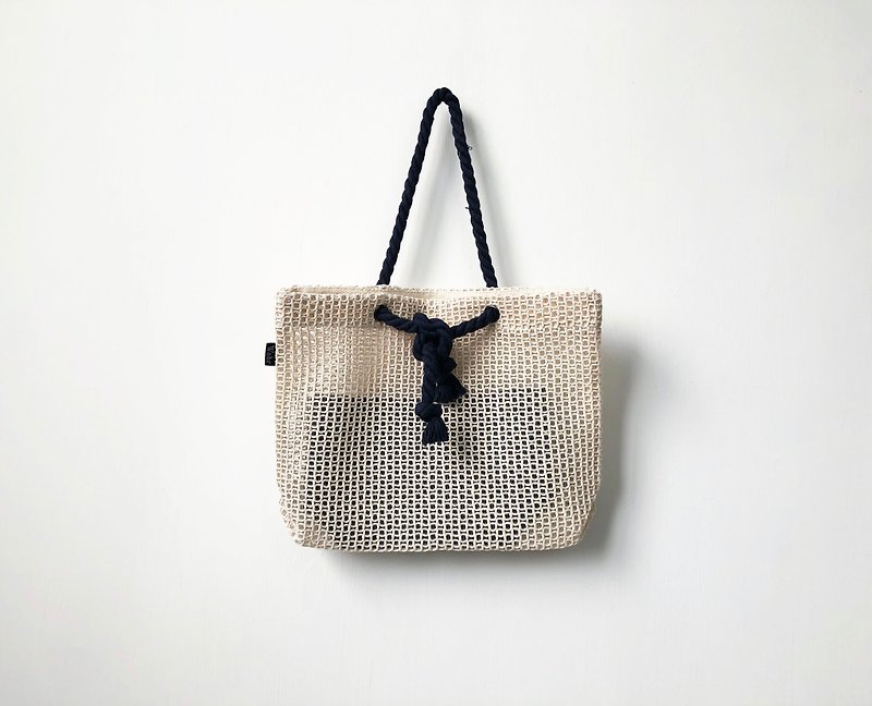Weave lines bag - Handbags & Totes - Cotton & Hemp White