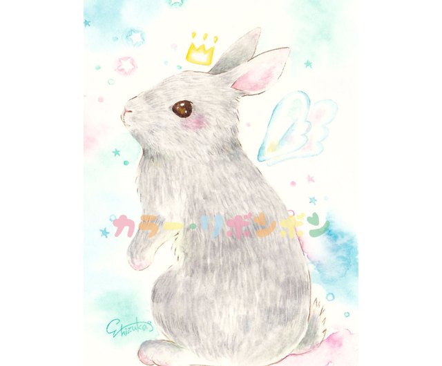 うさぎ娘の爆裂うさぎパンチ oil painting 原画 抽象画（うさぎ
