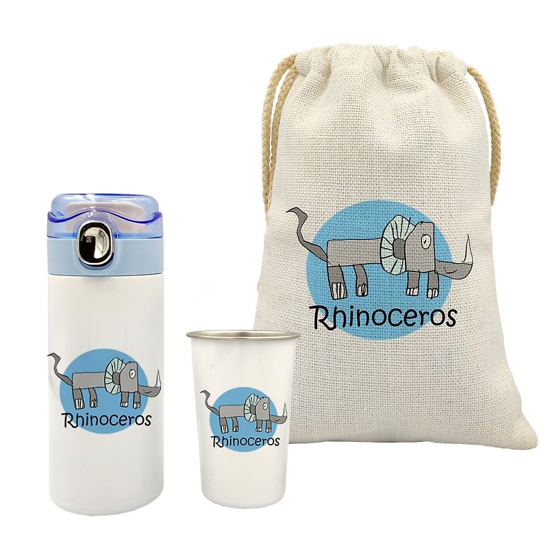 [Customized gift] Doudou thermal insulation accompanying cup 350ML + stainless steel cold drink cup + drawstring pocket - Vacuum Flasks - Other Materials Multicolor