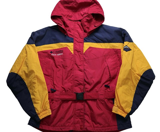 90s Columbia Tech Series Snow Jacket Colorblock Windproof Hooded