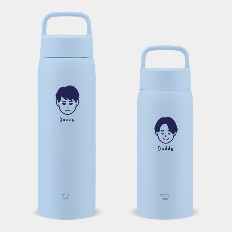 【父親節客製化禮物】Q版頭像 大容量象印保溫瓶 800/1000ml 002 - 保溫瓶/保溫杯 - 不鏽鋼 藍色