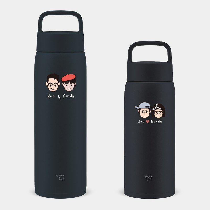 【情人節客製化禮物】Q版頭像 大容量象印保溫瓶 800/1000ml 002 - 保溫瓶/保溫杯 - 不鏽鋼 藍色
