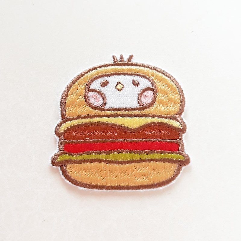 Burger Embroidered Patches - Badges & Pins - Thread Orange