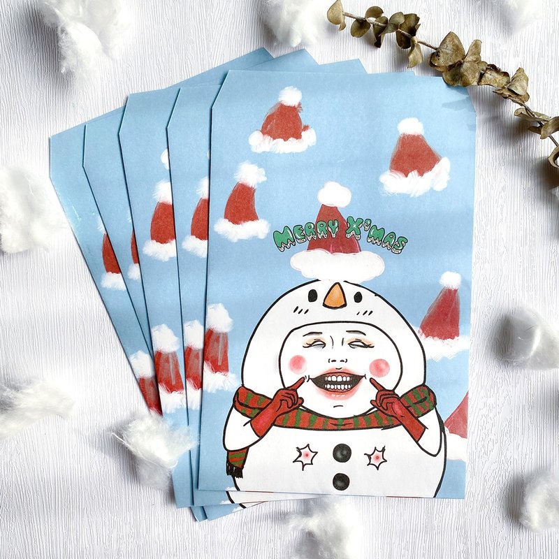 聖誕雪寶 / 中包裝袋 紙袋 信封 5入 - 信封/信紙 - 紙 藍色