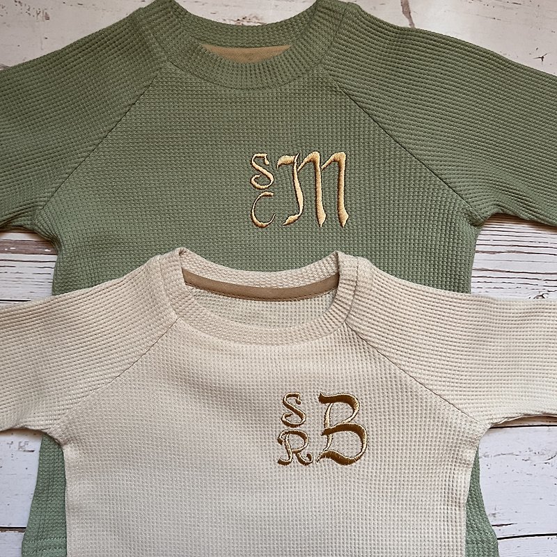 Custom shirt baby boy coming home outfit organic cotton baby clothe embroidering - Tops & T-Shirts - Cotton & Hemp White