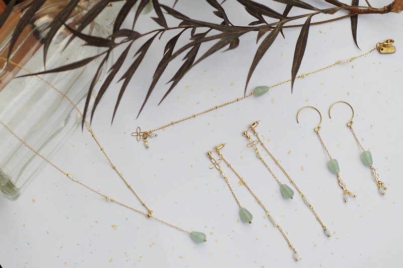 Ficelle | Handmade Brass Natural Stone Bracelet | [Dongling Jade] Walking with You - Set - Bracelets - Gemstone 