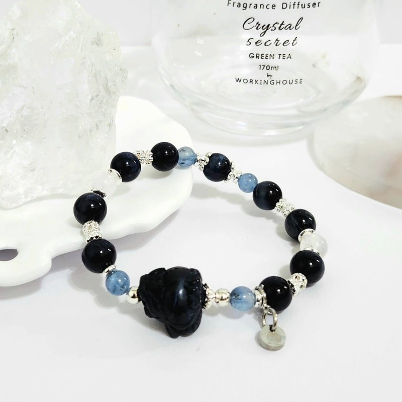 藍虎眼龍龜設計手鍊/增強溝通能力、開拓眼界、招桃花之搭配水晶 - 手鍊/手環 - 水晶 藍色