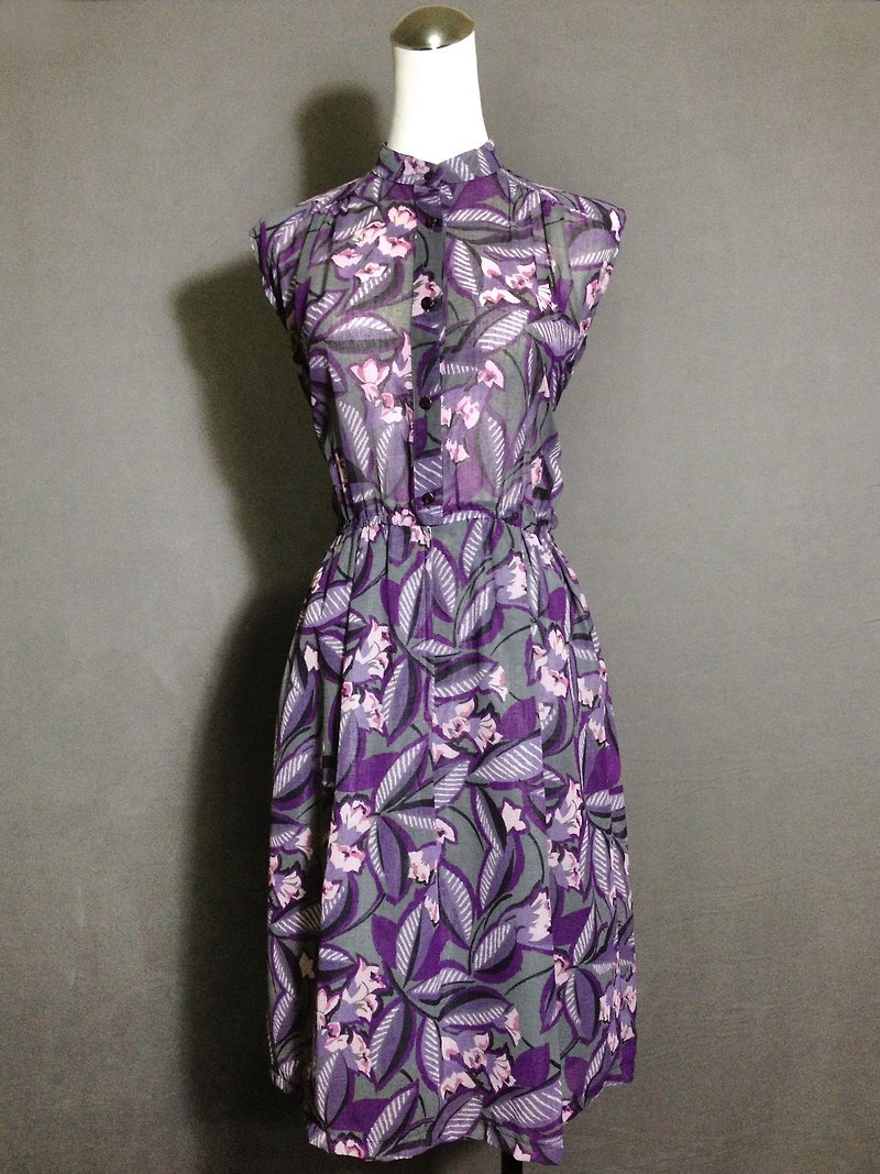 ピンポンヴィンテージ[ヴィンテージドレス/紫の小さな襟ヴィンテージノースリーブのドレスを]海外でバックVINTAGE - ワンピース - ポリエステル 