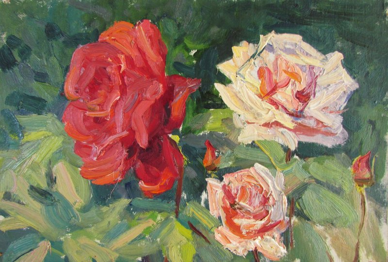 Rose buds painting - 壁貼/牆壁裝飾 - 其他材質 