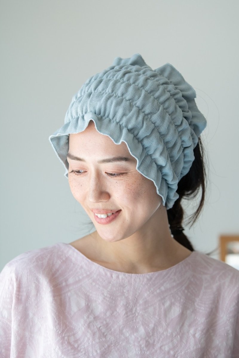 幅広ヘアーバンド Organic Cotton 3重ガーゼ【ジュニパーベリー染】 - 髮夾/髮圈 - 棉．麻 藍色