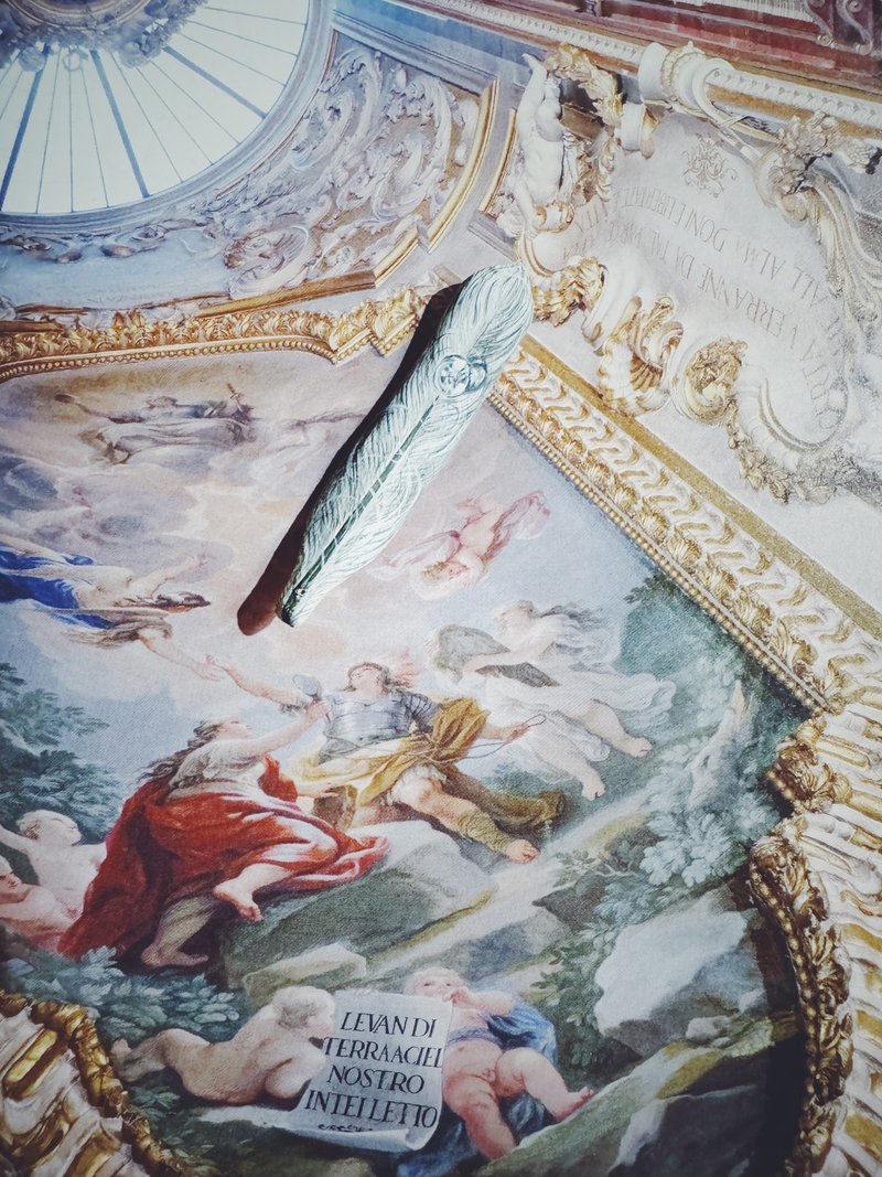 Wood Carving & Hand-Painted Pendant - Feather - Other - Wood White