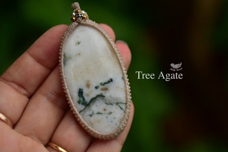 Thawing Forest★Tree Agate Macrame Pendant 782 - Necklaces - Gemstone 