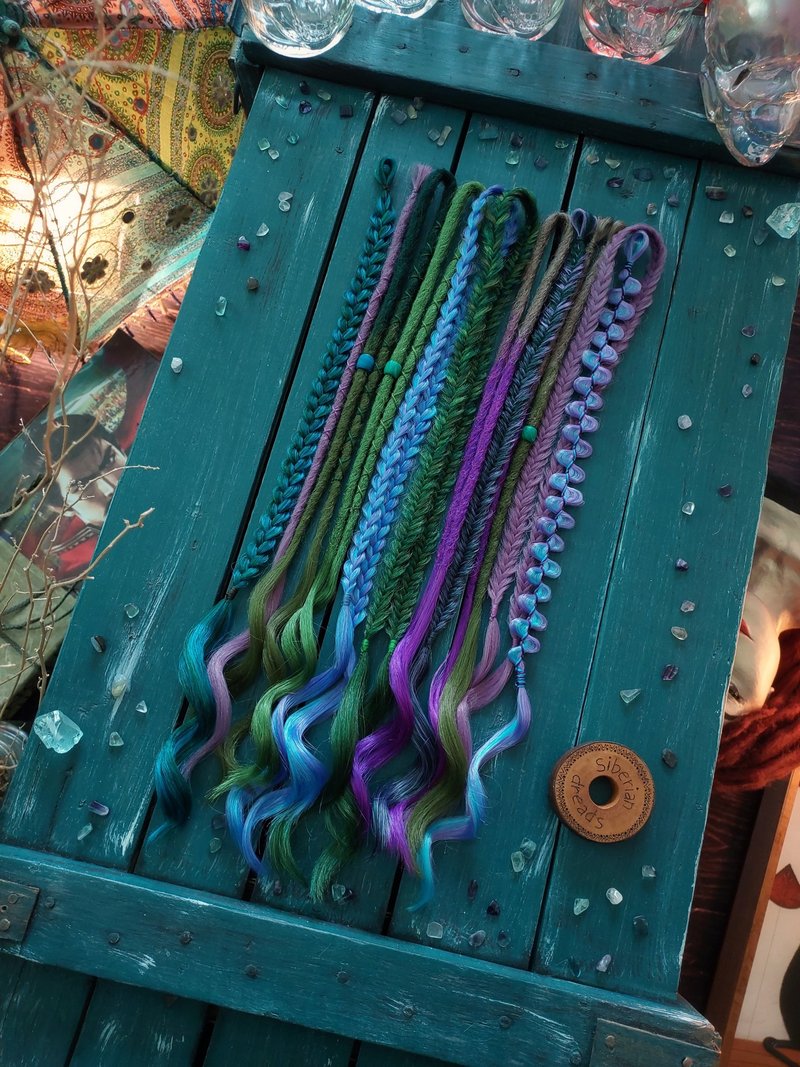 Forest fairy dreadlocks, Partial dreads braids hair extensions, Festival hair. - 髮圈/髮夾 - 其他材質 多色