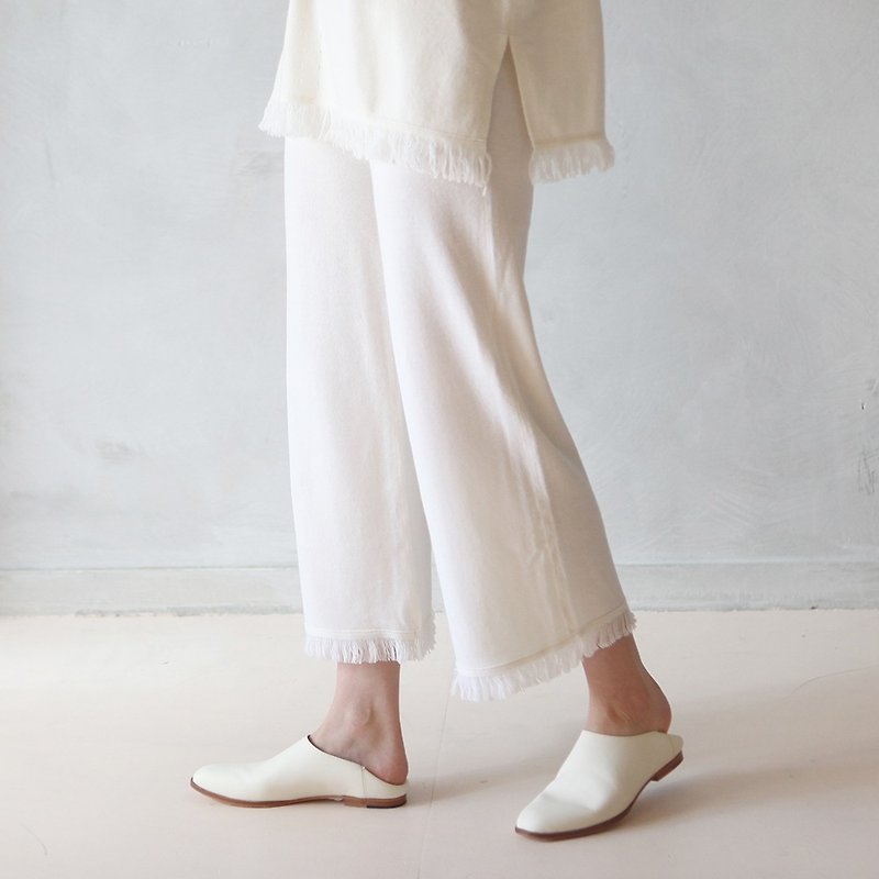 KOOW Pear Fine Flowing Suspender Design Straight Knit Wide Leg Pants - Women's Pants - Wool 