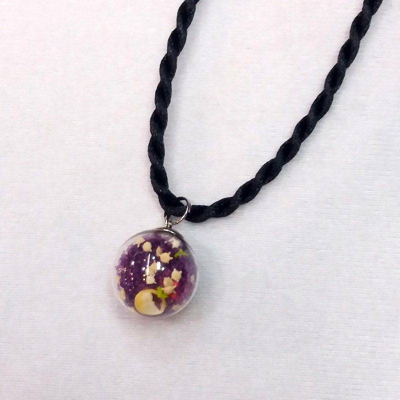 Dream Baby Star Sand Ball Necklace (Blue Purple/Flower) - สร้อยคอ - แก้ว สีม่วง