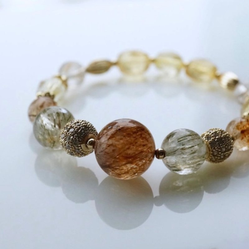 ITS-B626【Design Style·Black Gold Super Seven】Elastic Bracelet - Bracelets - Gemstone Gold