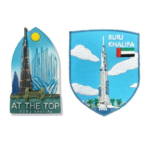 A-ONE 杜拜塔冰箱磁鐵+UAE 杜拜 哈利法塔皮夾徽章【2件組】特色地標 3D