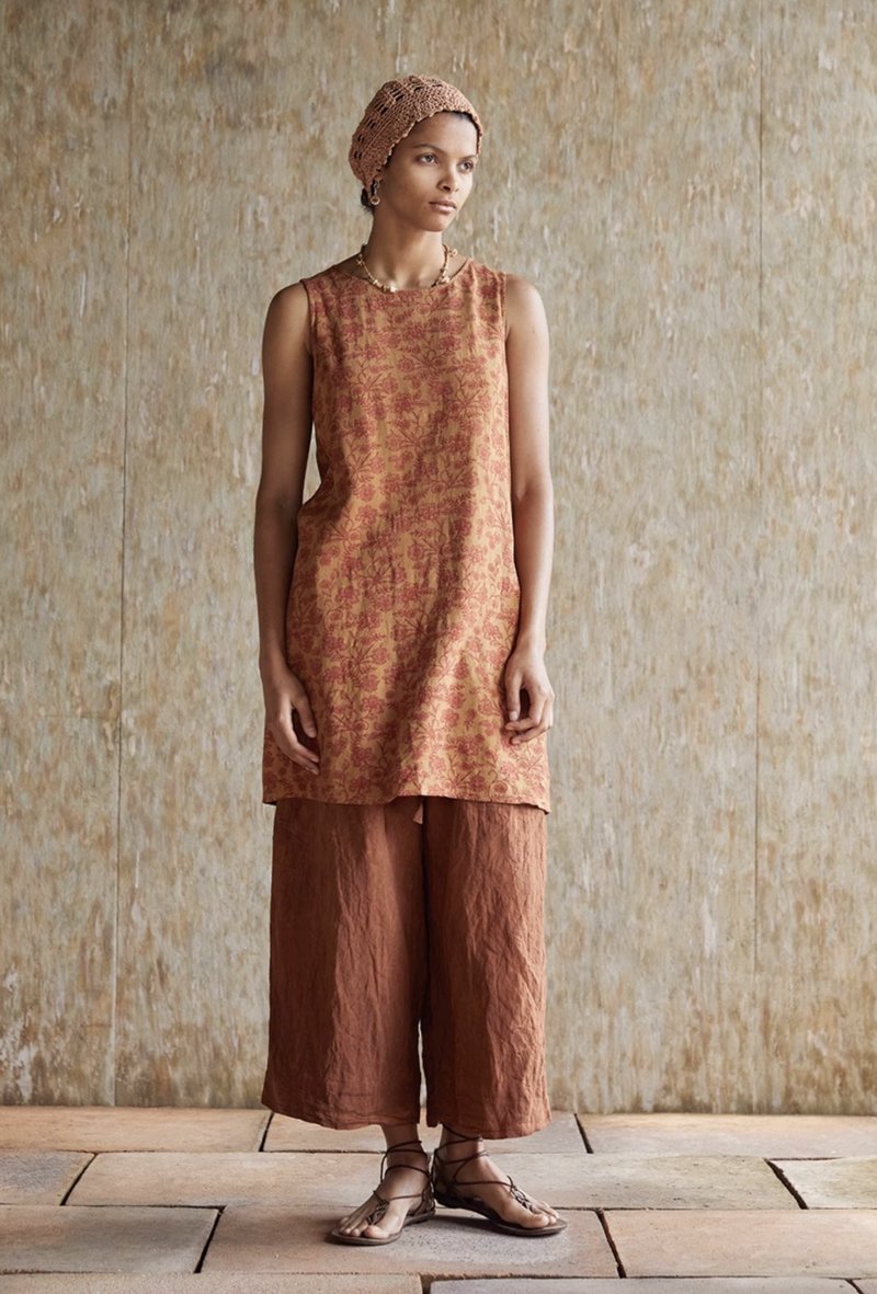 復古文青 植物染連身裙 無袖背心裙 - 洋裝/連身裙 - 其他材質 