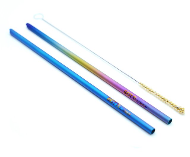 Pure titanium does not taste stuck] Pure titanium curved thick straw 12mm,  three colors optional (environmentally friendly straw) - Shop TiANN x  TiKOBO Titanium Tableware Reusable Straws - Pinkoi