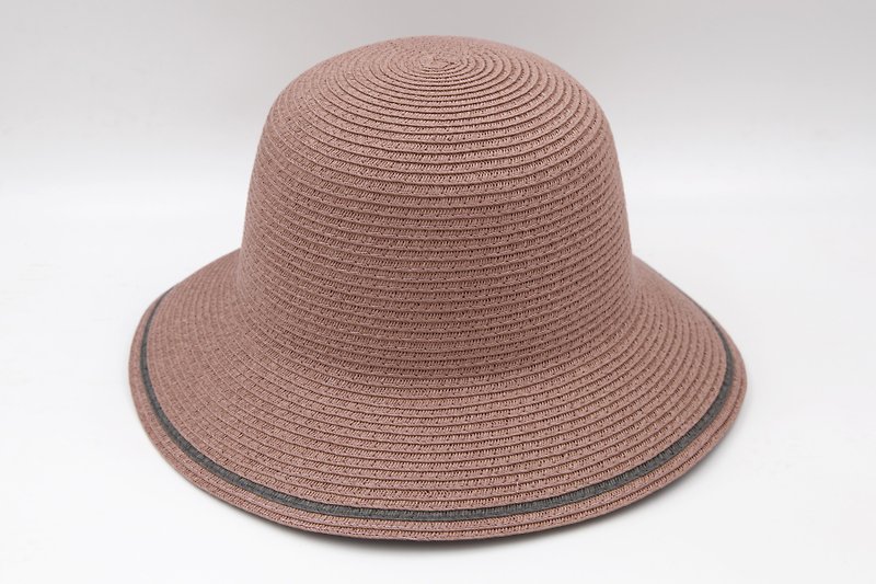 【紙布家】雙色漁夫帽(葡萄紫)紙線編織 - 帽子 - 紙 粉紅色