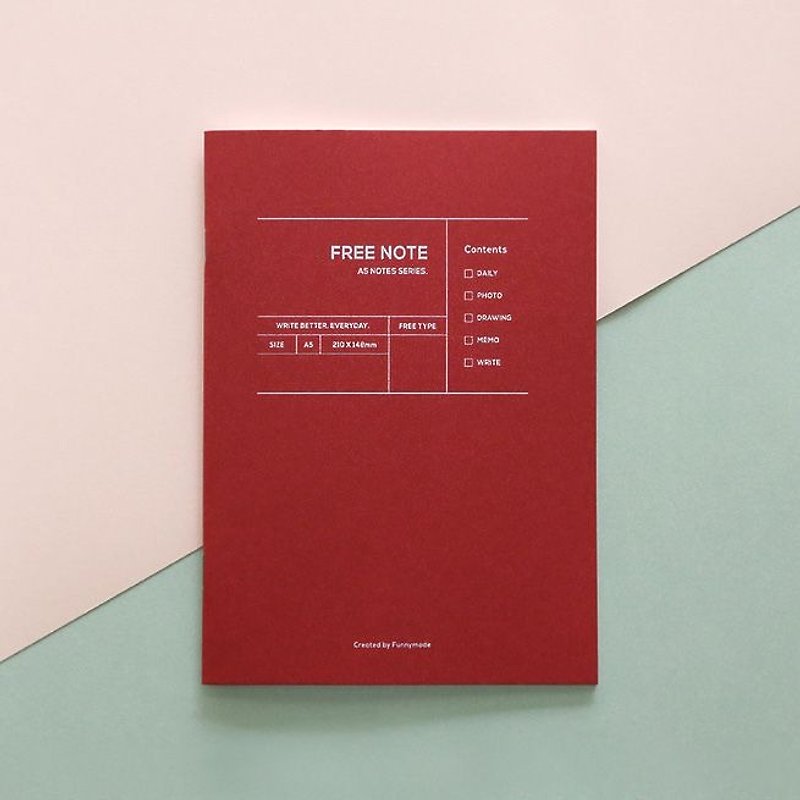 Funnymade 大人計劃A5本-空白筆記本(紅),FNM35543 - 筆記簿/手帳 - 紙 紅色