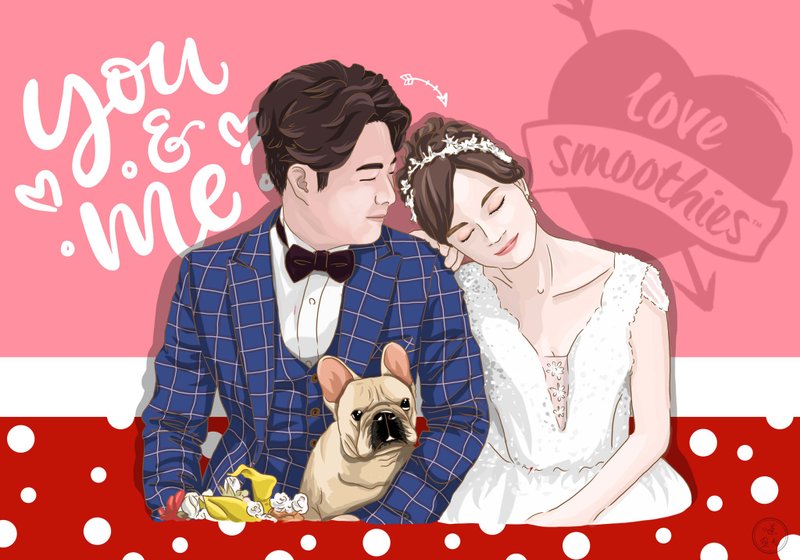 Realistic style illustration∣Customization-personal/couple/wedding/family portrait/friends∣electronic file - Customized Portraits - Other Materials 