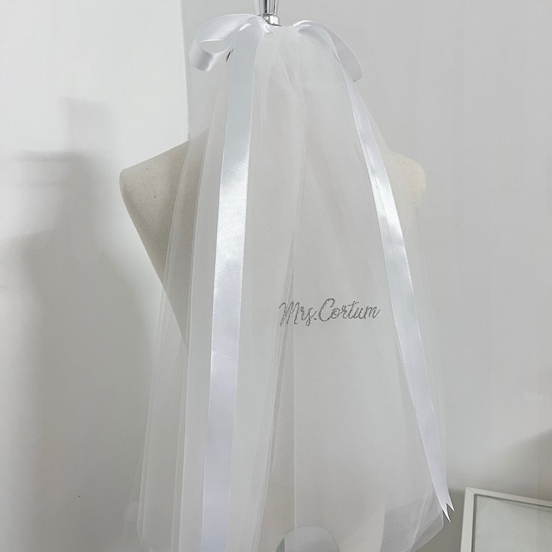 Ribbon Veil : Wedding bridal veil - 髮飾 - 繡線 