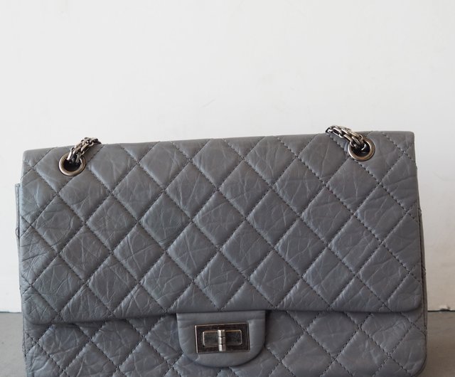 CHANEL シャネル 2.55 チェーン ショルダーバッグ グレー マトラッセ 