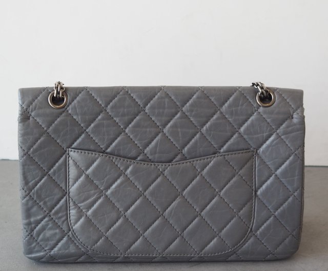 CHANEL シャネル 2.55 チェーン ショルダーバッグ グレー マトラッセ 