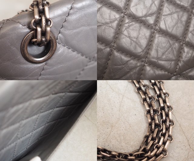 CHANEL グレー ショルダーバッグ シャネル 2.55 ラージ チェーンショルダーバッグ ヴィンテージ