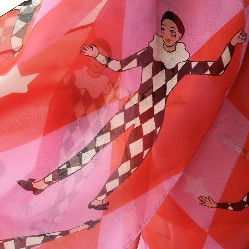 Harlequins Silk scarf | Karen Mabon - ผ้าพันคอ - ผ้าไหม สีแดง