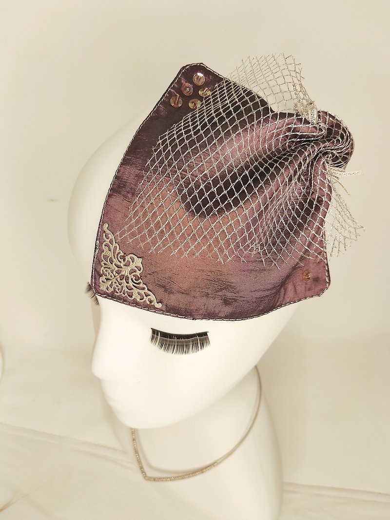 Don-Ya Mi Fashion Banquet Style Hair Accessories Purple Elegant Little Top Hat Customized by Niche Designer - เครื่องประดับผม - ผ้าไหม สีม่วง