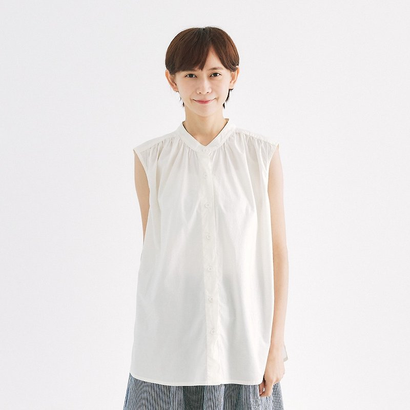 [Simply Yours] Temperament and skin-friendly sleeveless top, off-white F - Women's Vests - Cotton & Hemp White