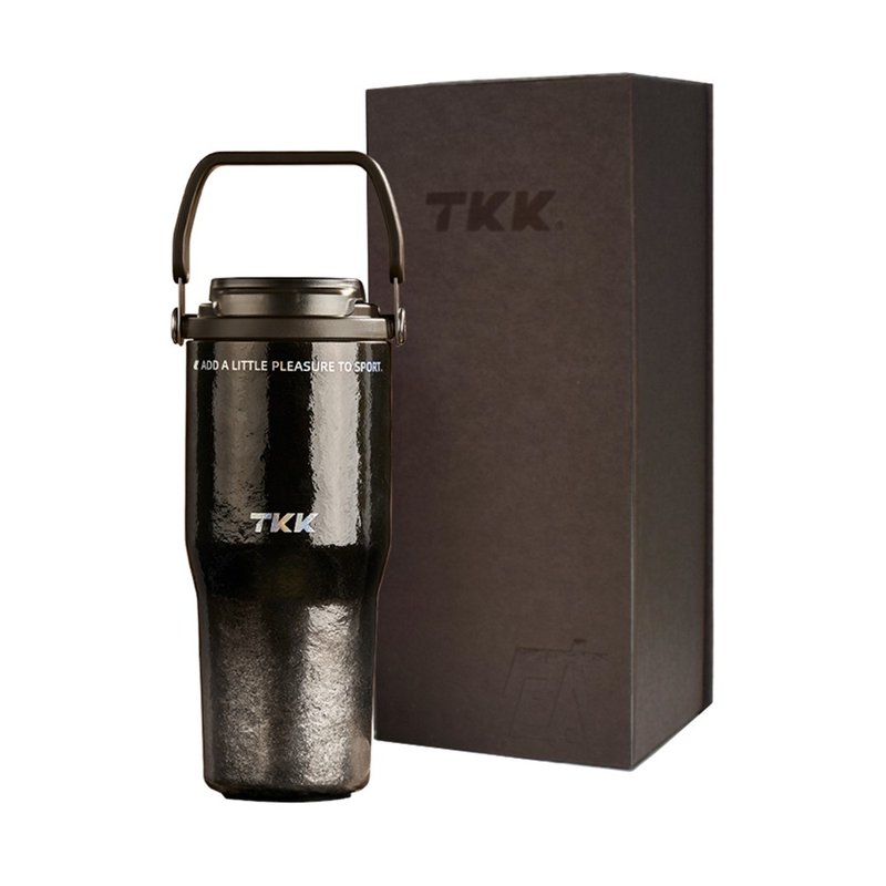 【TKK】悅界時尚拎拎杯 純鈦Ti 冰霸杯 700ML-鈦黑影(禮盒組) - 水瓶/水壺 - 不鏽鋼 黑色