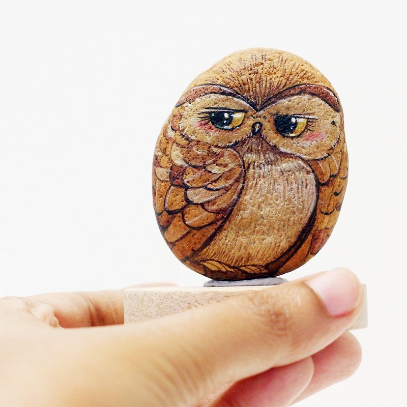 Owl.stone - ตุ๊กตา - หิน สีนำ้ตาล