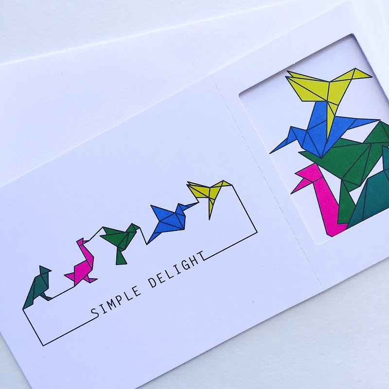 ピンカード-親密で楽しい折り鶴フォトフレームカード「2枚以上で送料無料！ （包括的）」 - カード・はがき - 紙 ホワイト
