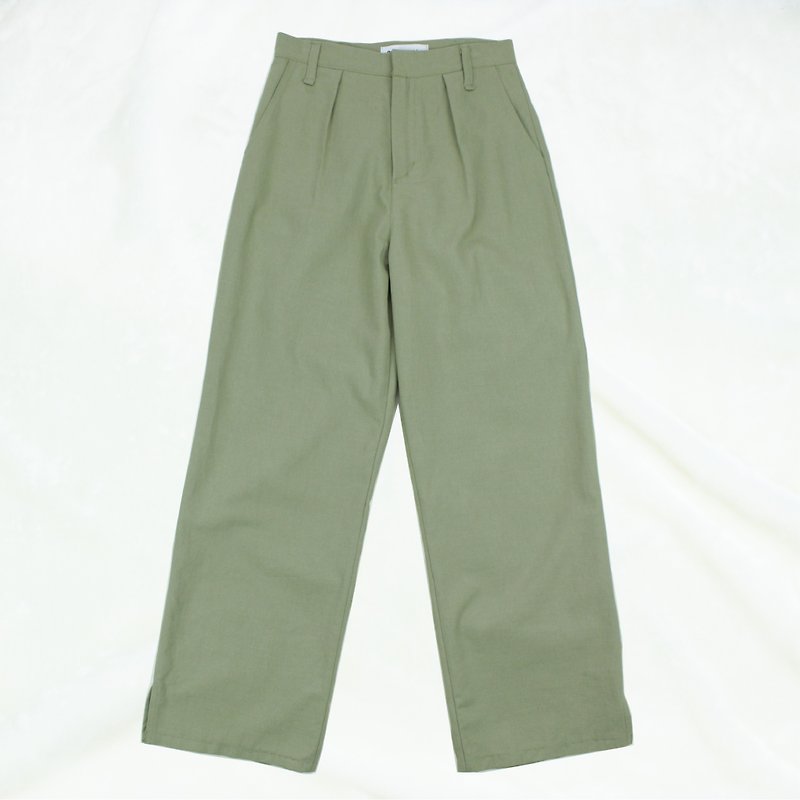 Casual straight-leg trousers-light olive - Women's Pants - Cotton & Hemp Green