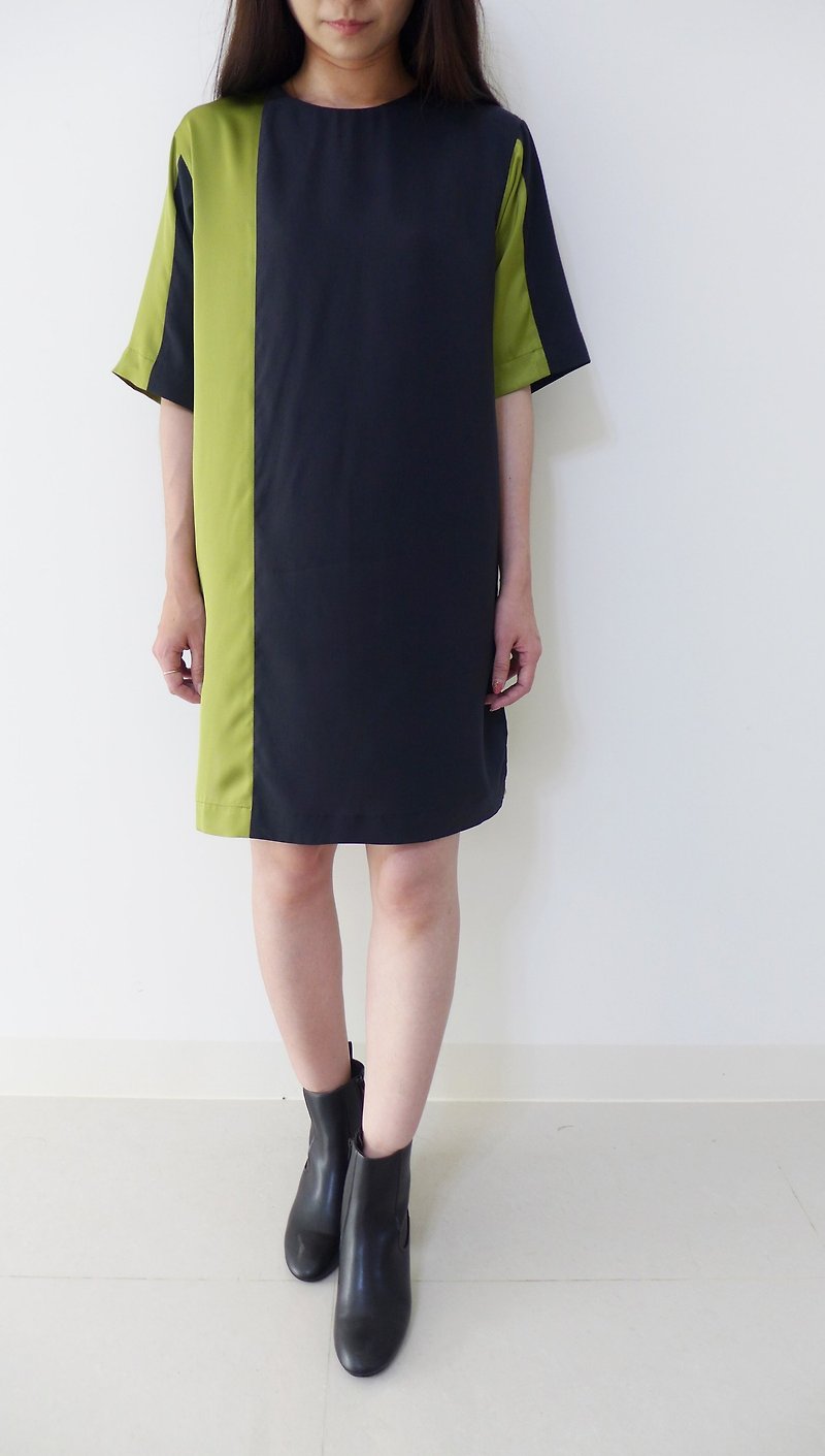 Matcha Black Forest Square Crisp---color block stitching top and dress two in one