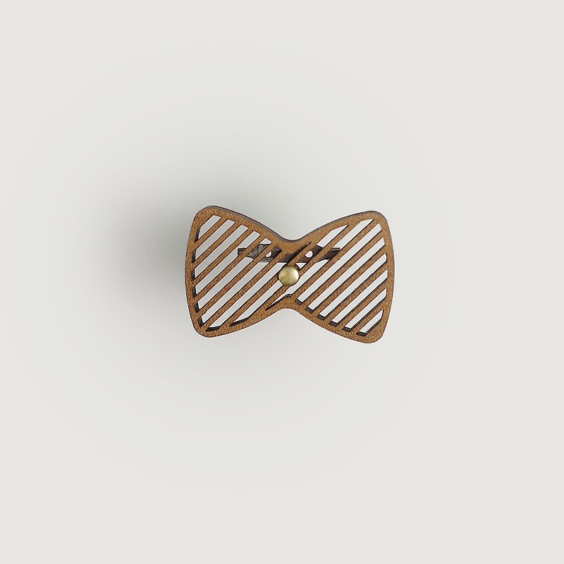 brooch stripe ribbon / ストライプリボンブローチ - 胸針/心口針 - 木頭 