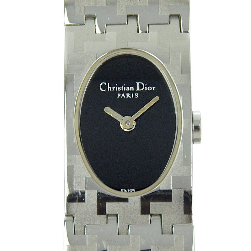 【日本直送】クリスチャンディオール Dior ミスディオール 腕時計 D70-100 SS クオーツ アナログ表示 黒文字盤 レディース【中古】 - 女錶 - 不鏽鋼 銀色