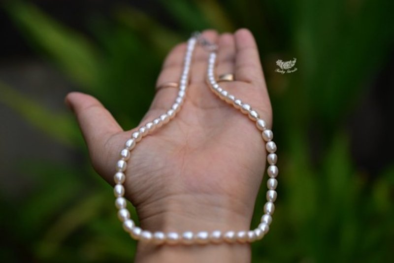 White pearl necklace 641 - สร้อยคอ - ไข่มุก ขาว