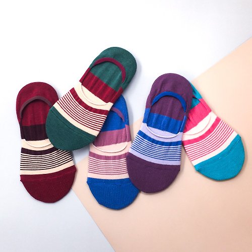 ZILA SOCKS | 台灣織襪設計品牌 深口復古條紋隱形襪 | 5色