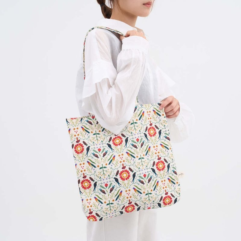 Rounded Square Shopping Bag/Artist Co-branded/Print Music x Soupy Tang/Forest Kaleidoscope - Messenger Bags & Sling Bags - Cotton & Hemp Multicolor